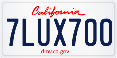 CA license plate 7LUX700