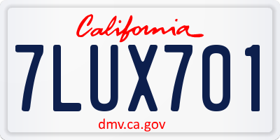 CA license plate 7LUX701