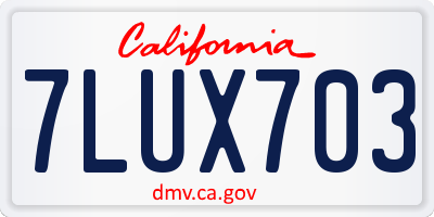 CA license plate 7LUX703