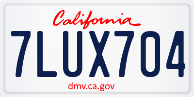 CA license plate 7LUX704