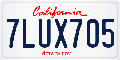 CA license plate 7LUX705