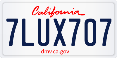 CA license plate 7LUX707
