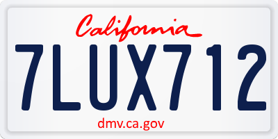 CA license plate 7LUX712