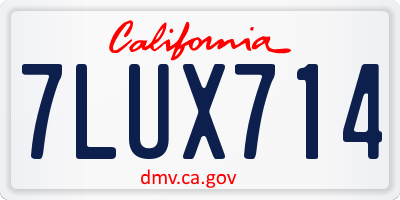 CA license plate 7LUX714