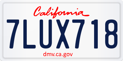 CA license plate 7LUX718
