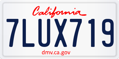 CA license plate 7LUX719