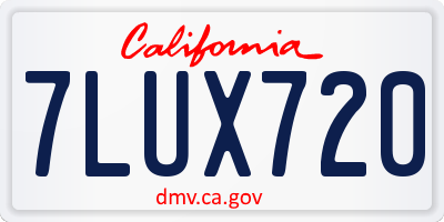 CA license plate 7LUX720