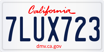 CA license plate 7LUX723