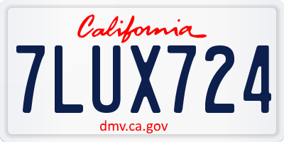 CA license plate 7LUX724