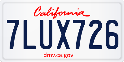 CA license plate 7LUX726