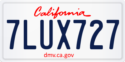 CA license plate 7LUX727