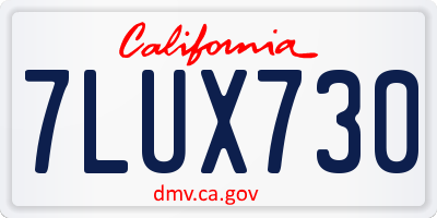 CA license plate 7LUX730