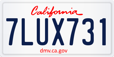 CA license plate 7LUX731