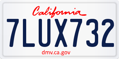 CA license plate 7LUX732