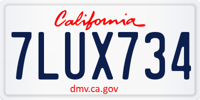 CA license plate 7LUX734