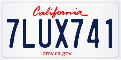 CA license plate 7LUX741