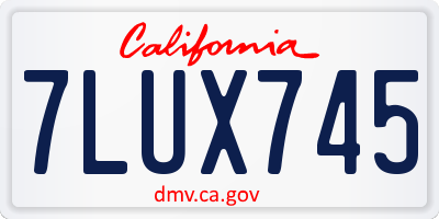 CA license plate 7LUX745