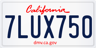 CA license plate 7LUX750
