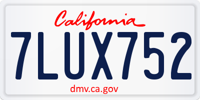 CA license plate 7LUX752