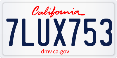 CA license plate 7LUX753