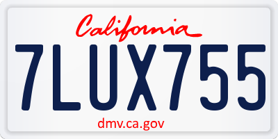 CA license plate 7LUX755