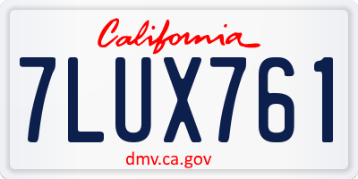 CA license plate 7LUX761