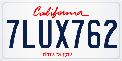 CA license plate 7LUX762