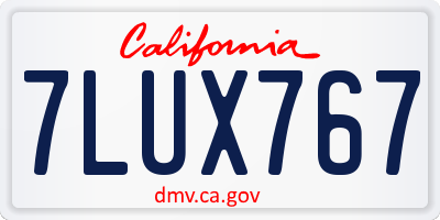 CA license plate 7LUX767
