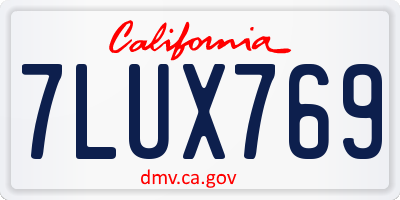 CA license plate 7LUX769