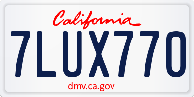 CA license plate 7LUX770