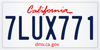 CA license plate 7LUX771