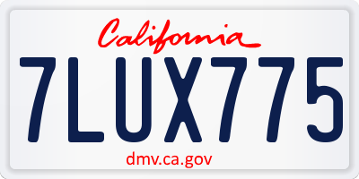 CA license plate 7LUX775