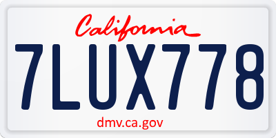 CA license plate 7LUX778