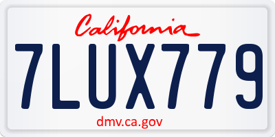 CA license plate 7LUX779