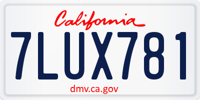 CA license plate 7LUX781