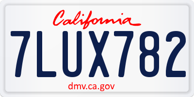 CA license plate 7LUX782