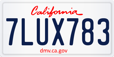 CA license plate 7LUX783