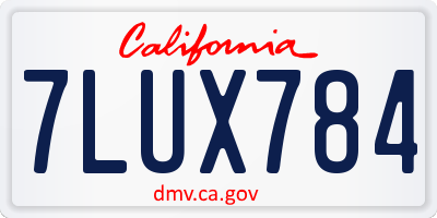 CA license plate 7LUX784