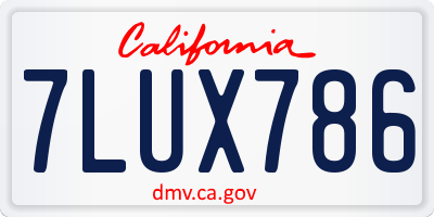 CA license plate 7LUX786