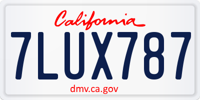 CA license plate 7LUX787