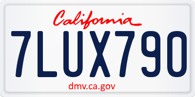 CA license plate 7LUX790