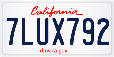 CA license plate 7LUX792