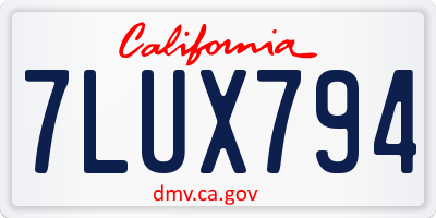 CA license plate 7LUX794