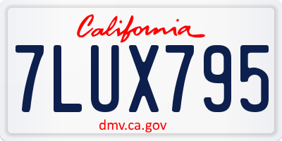 CA license plate 7LUX795