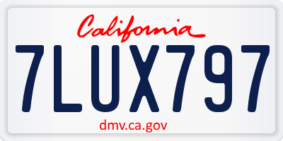 CA license plate 7LUX797