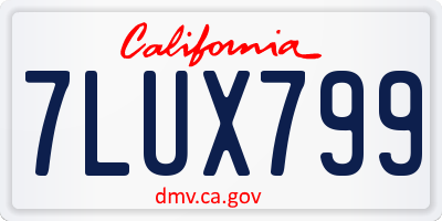 CA license plate 7LUX799