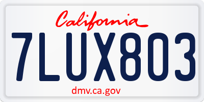 CA license plate 7LUX803