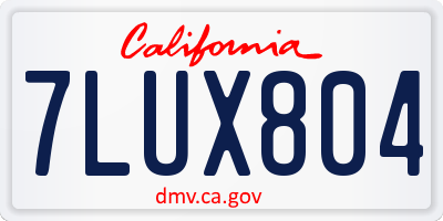CA license plate 7LUX804