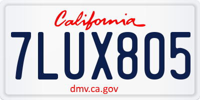 CA license plate 7LUX805