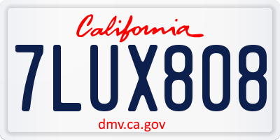 CA license plate 7LUX808